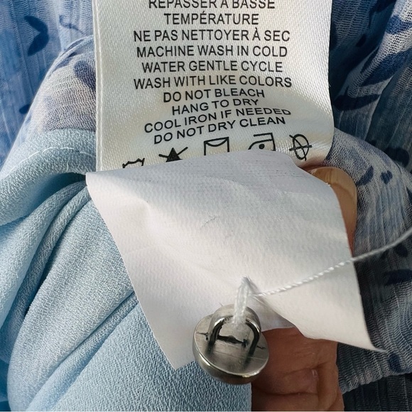 House of Harlow SHONA JOY Mock Neck Flowy Smocked Mini Dress Coquette SIZE LARGE - Picture 6 of 10